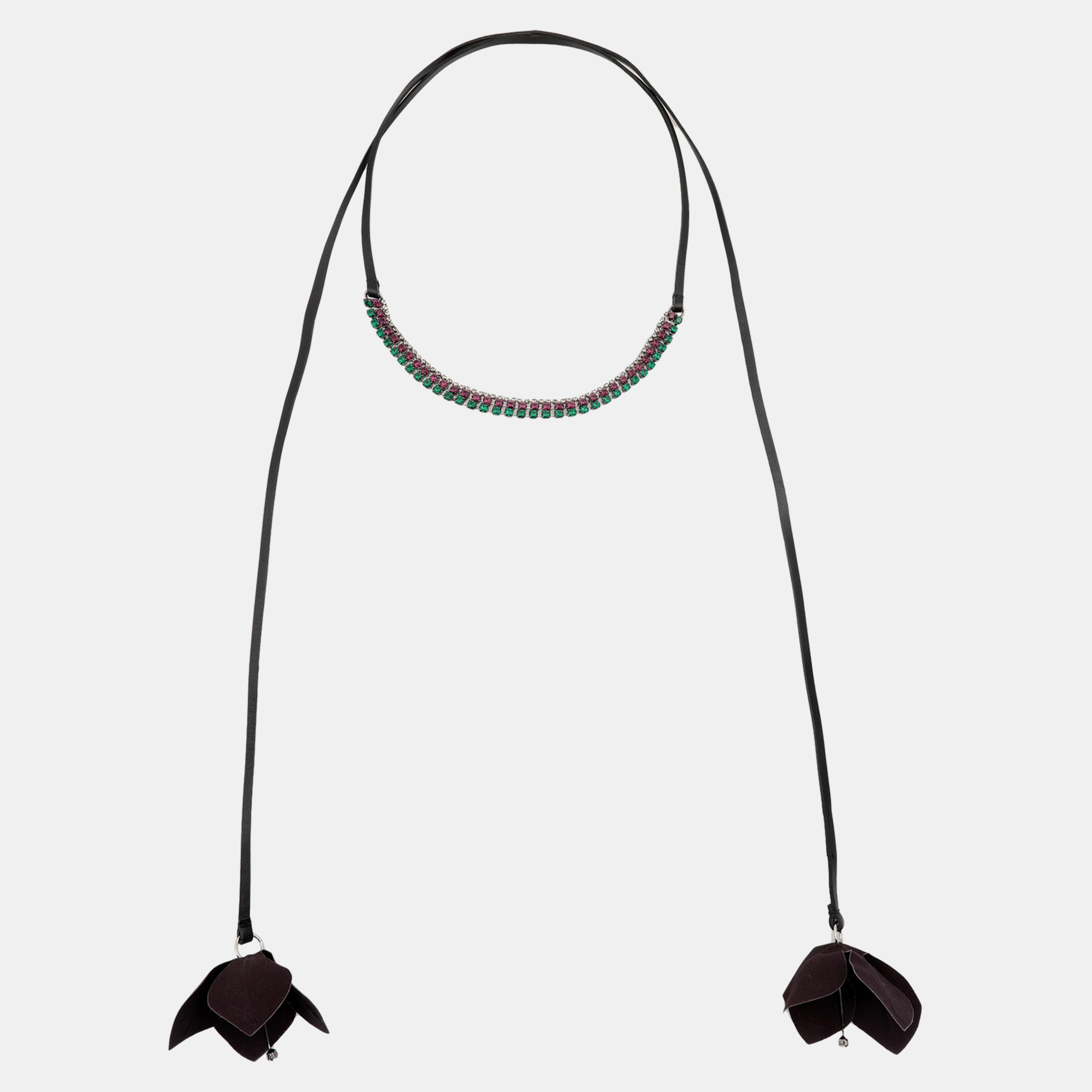 Marni Flower Fabric Crystal Leather Wrap Necklace, Jewelry - Luxury Closet catalog