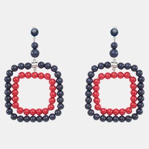 Marni Bi color Beads Silver Tone Long Earrings, Jewelry - Luxury Closet catalog