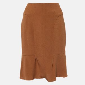 Marni Brown Crepe Double Silk Mini Skirt S, Skirts - Luxury Closet