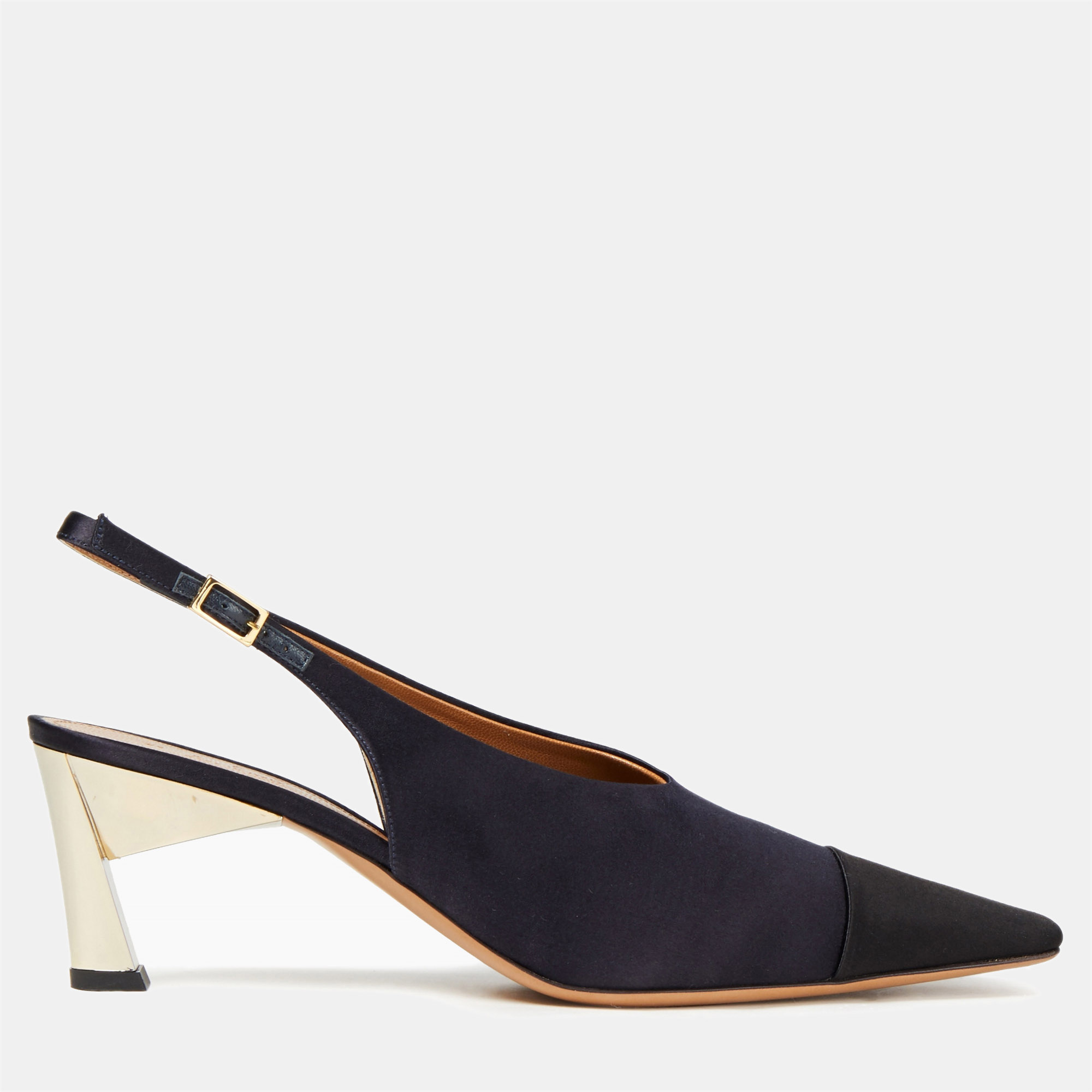 Marni Blue/Black Satin Slingback Pumps Size 36, Pumps - Luxury Closet catalog