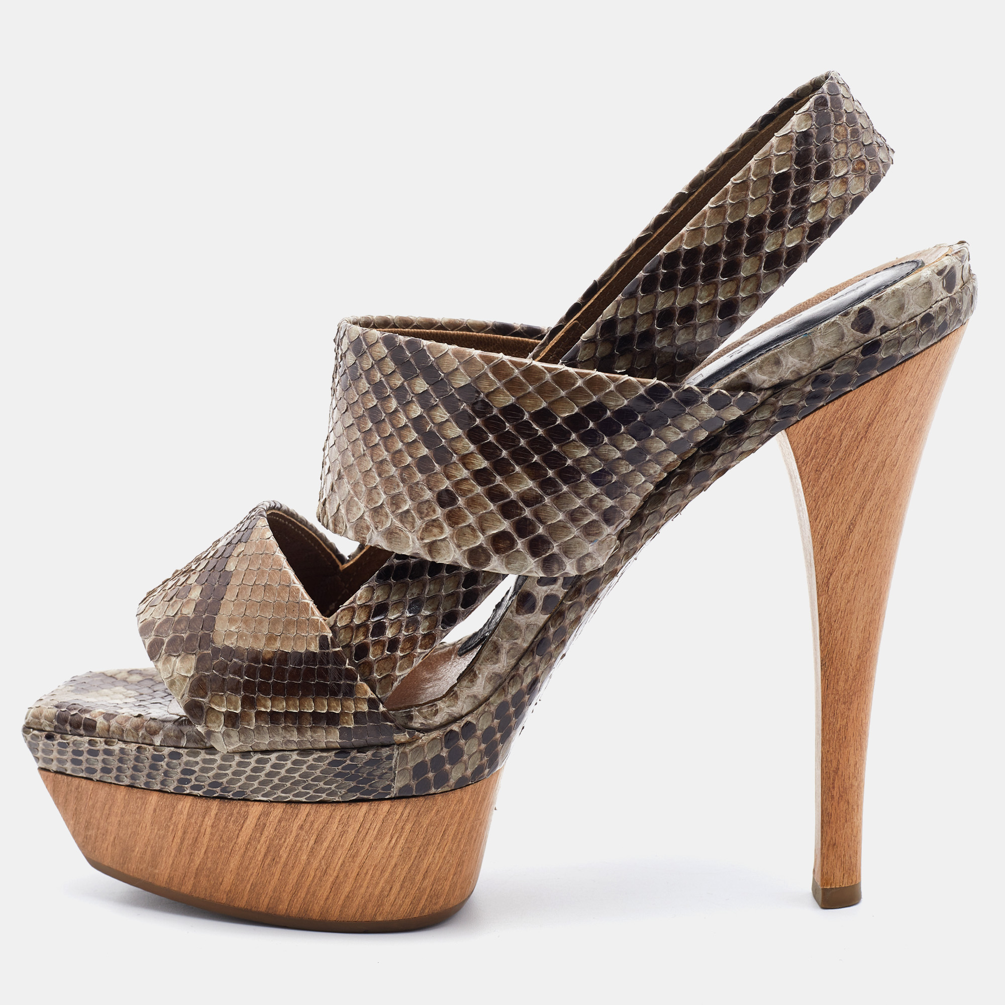 Marni Multicolor Python Platform Slingback Sandals Size 38, Sandals - Luxury Closet