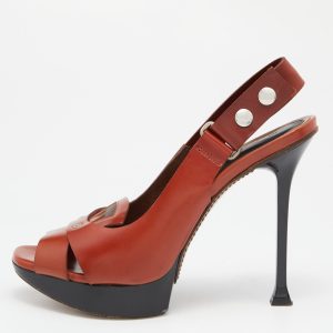 Marni Brown Leather Slingback Sandals Size 39, Sandals - Luxury Closet