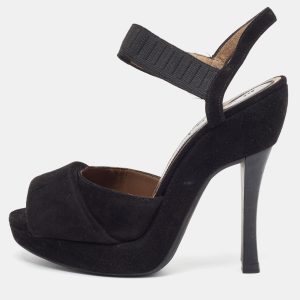 Marni Black Suede Platform Ankle Strap Sandals Size 36, Sandals - Luxury Closet