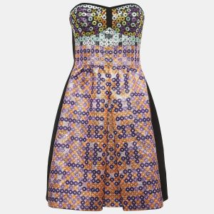 Mary Katrantzou Black/Multicolor Jacquard Strapless Mini Dress M, Dresses - Luxury Closet catalog