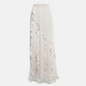 Max Mara Bone White Silk Ruffled Serafin Maxi Skirt S, Skirts - Luxury Closet catalog