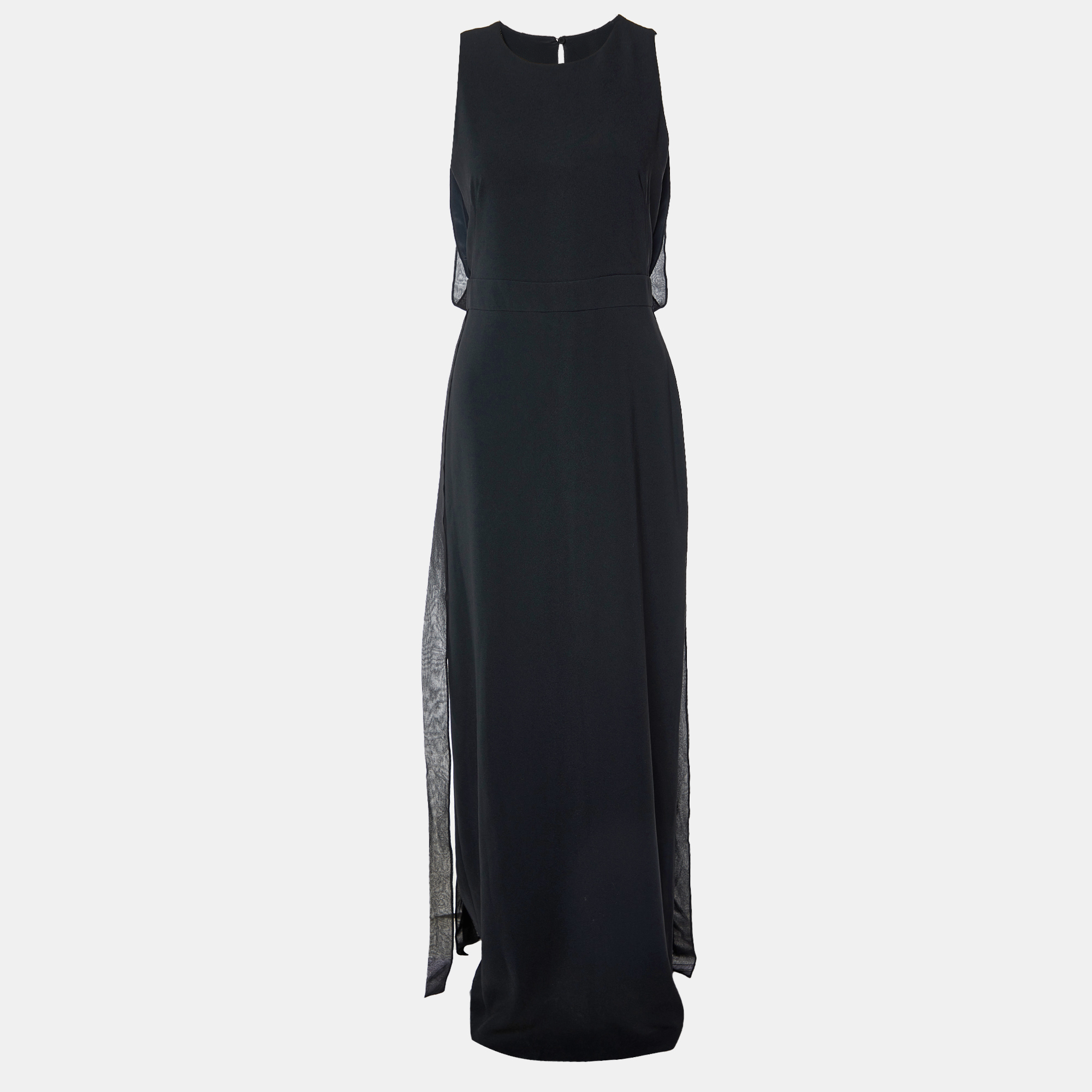 Max Mara Black Crepe & Silk Ribbon Detail Amour Maxi Dress S, Dresses - Luxury Closet catalog
