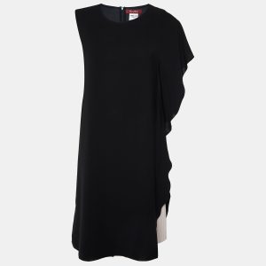 Max Mara Studio Black Crepe Contrast Pleated Asymmetric Dress M, Dresses - Luxury Closet catalog