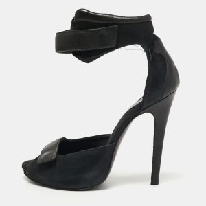 MCQ by Alexander MCQueen Black Nubuck and Leather Ankle Strap Sandals Size 38, Sandals - Luxury Closet