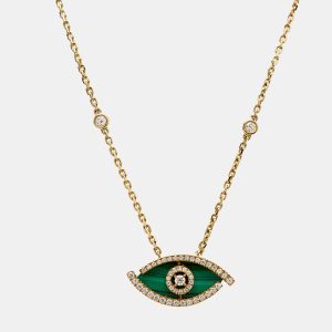 Messika Lucky Eye Malachite Diamond 18K Yellow Gold Necklace, Necklaces - Luxury Closet catalog