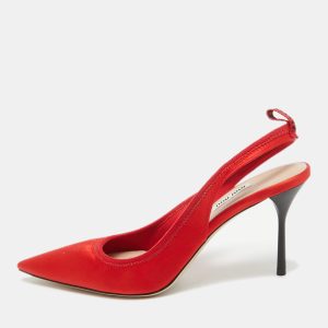 Miu Miu Red Satin Slingback Pumps Size 39.5, Pumps - Luxury Closet catalog