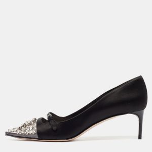 Miu Miu Black Satin and PVC Lazy Jewel Pumps Size 37.5, Pumps - Luxury Closet catalog