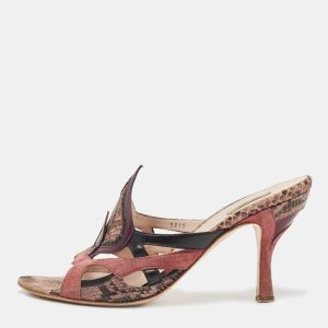 Miu Miu Multicolor Python and Suede Slide Sandals Size 37, Sandals - Luxury Closet