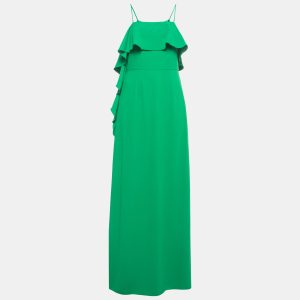 ML by Monique Lhuillier Green Crepe Ruffled Long Dress M, Dresses - Luxury Closet catalog