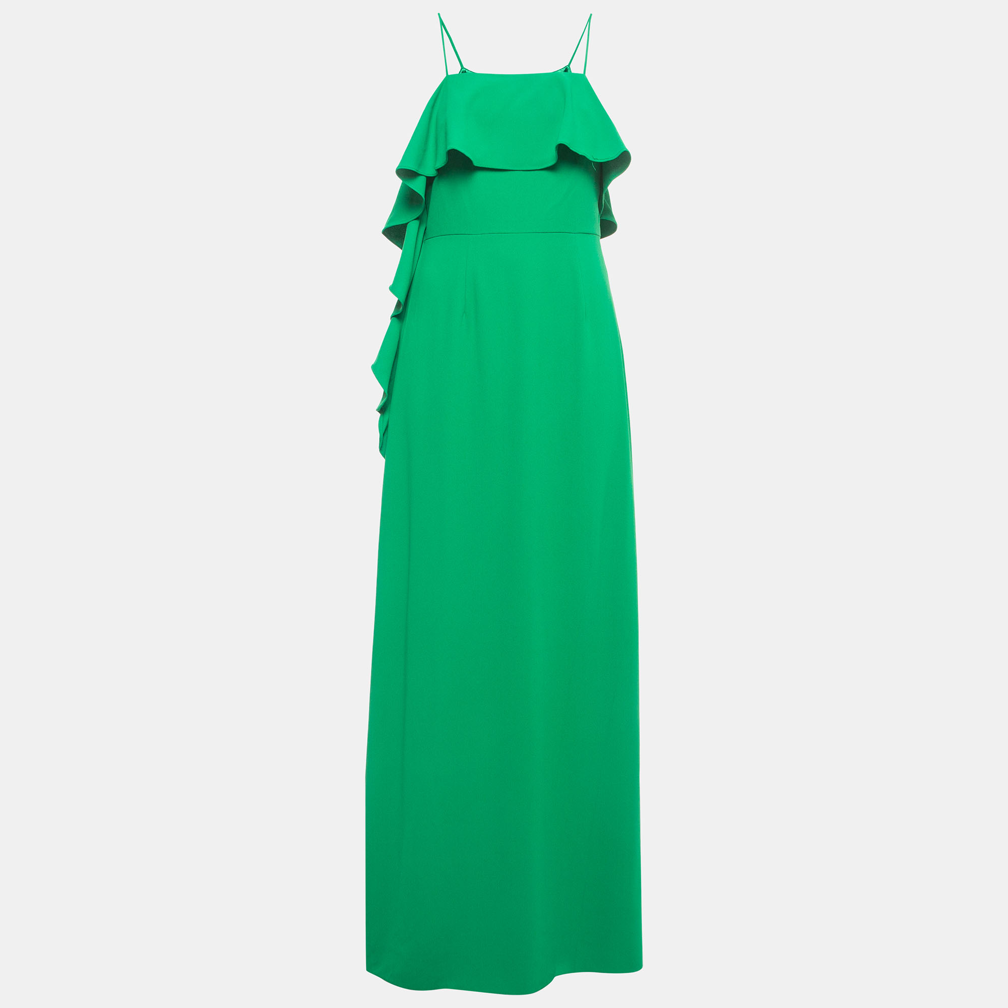 ML by Monique Lhuillier Green Crepe Ruffled Long Dress M, Dresses - Luxury Closet catalog