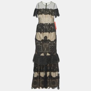 Monique Lhuillier Black Lace Short Sleeve Maxi Dress S, Dresses - Luxury Closet catalog