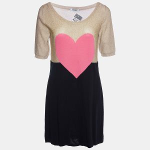 Moschino Cheap and Chic Multicolor Heart Lurex & Cotton Knit Mini Dress M, Dresses - Luxury Closet
