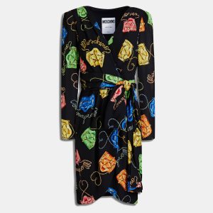 Moschino Couture Black Printed Silk Mini Dress S (IT 40), Dresses - Luxury Closet catalog