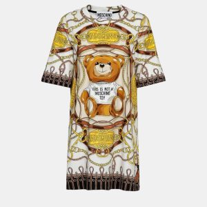 Moschino Multi Military Teddy Scarf Print Dress L, Dresses - Luxury Closet