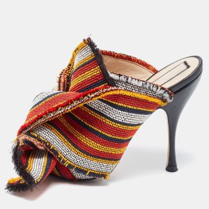 N&deg;21 Multicolor Fabric Raso Knot Peep Toe Mules Size 38.5, Sandals - Luxury Closet