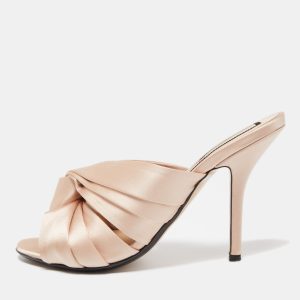 N21 Beige Satin Ronny Pleated Mules Size 38, Sandals - Luxury Closet
