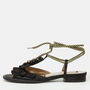 N&ordm;21 Black Satin Ankle Tie Sandals Size 37, Sandals - Luxury Closet