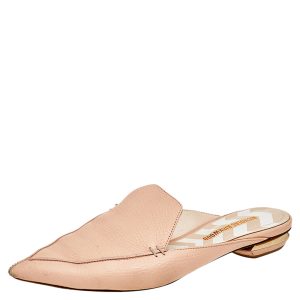 Nicholas Kirkwood Cream Leather Pointed Toe Beya Flat Mule Sandals Size 39.5, Sandals - Luxury Closet