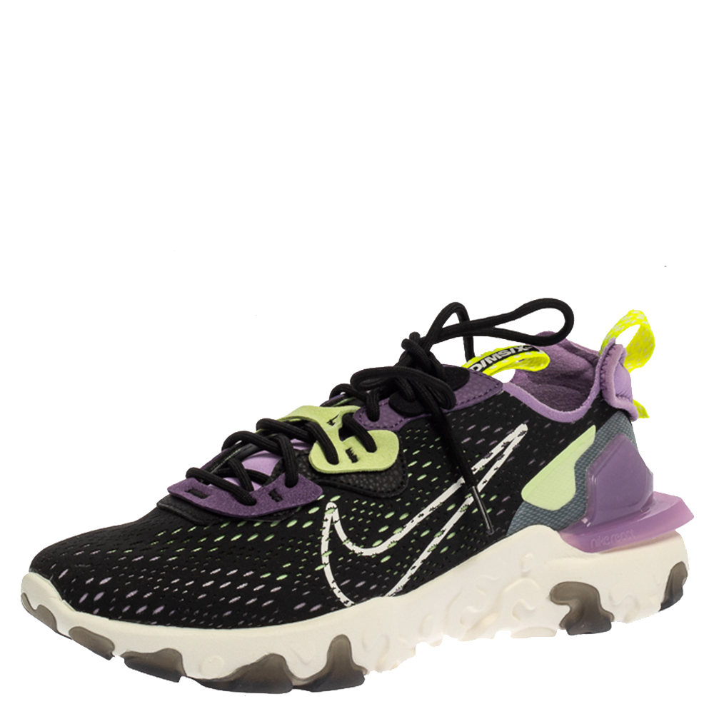 Nike Black/Purple Leather And Fabric React Vision Sneakers Size 43, Athletic Shoes & Sneakers - Luxury Closet
