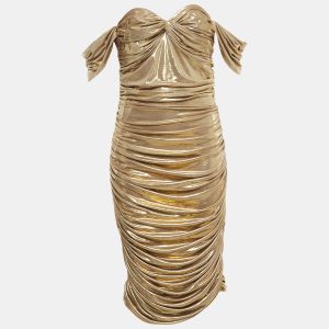 Norma Kamali Gold Gathered Jersey Winglet Sleeve Walter Dress L, Dresses - Luxury Closet catalog