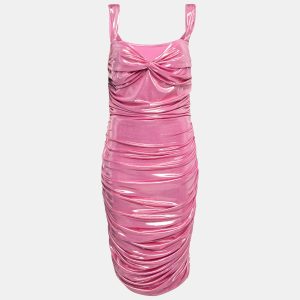 Norma Kamali Pink Lame Walter Wing Sleeves Mini Dress L, Dresses - Luxury Closet catalog