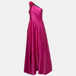 Notte By Marchesa Pink Duchess Satin Floral Applique One Shoulder Gown M, Dresses - Luxury Closet catalog
