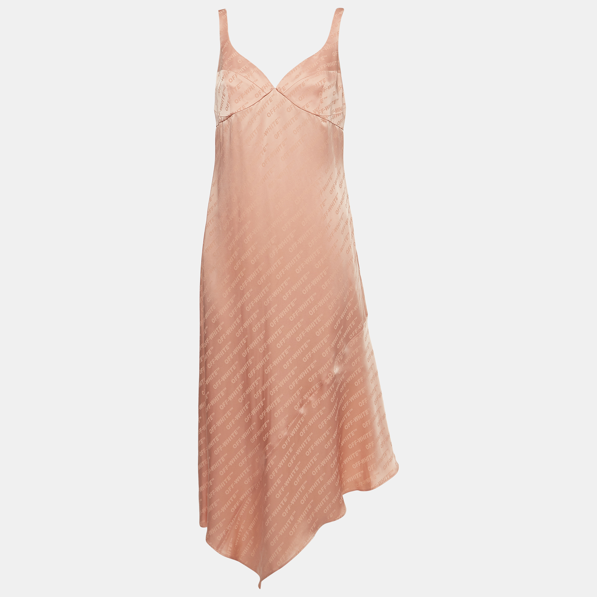 Off-White Pink Jacquard Satin Midi Dress M, Dresses - Luxury Closet catalog