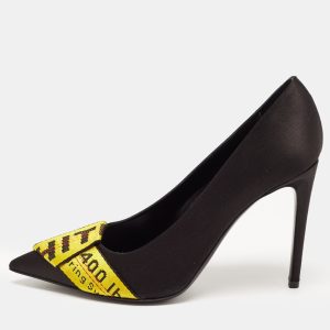 Off-White Black/Yellow Satin and Logo Canvas Pumps Size 40, Pumps - Luxury Closet catalog
