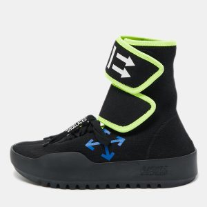 Off-White Black Knit Fabric Moto Wrap Sneakers Size 39, Athletic Shoes & Sneakers - Luxury Closet