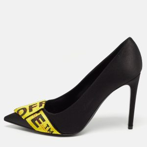 Off-White Black/Yellow Satin and Logo Canvas Pumps Size 39, Pumps - Luxury Closet catalog