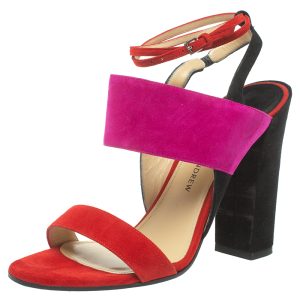 Paul Andrew Tricolor Suede Xiamen Ankle Strap Sandals Size 37, Sandals - Luxury Closet