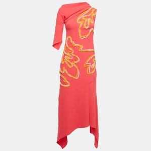 Peter Pilotto Red Contrast Trim Crepe Off-Shoulder Chenille Cady Gown S, Dresses - Luxury Closet catalog