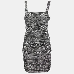 Pierre Balmain Black and White Stretch Zebra Print Draped Jersey Mini Dress L, Dresses - Luxury Closet