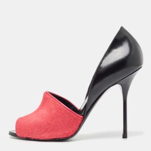 Pierre Hardy Black/Pink Calf Hair Leather and Calf Hair Open Toe Pumps Size 38, Pumps - Luxury Closet