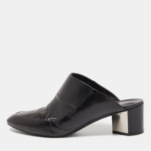 Pierre Hardy Black Leather Block Heel Slide Mules Size 38, Sandals - Luxury Closet