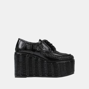 Prada Black Leather Lace-Up Wedge Sneakers Size 35.5, Athletic Shoes & Sneakers - Luxury Closet