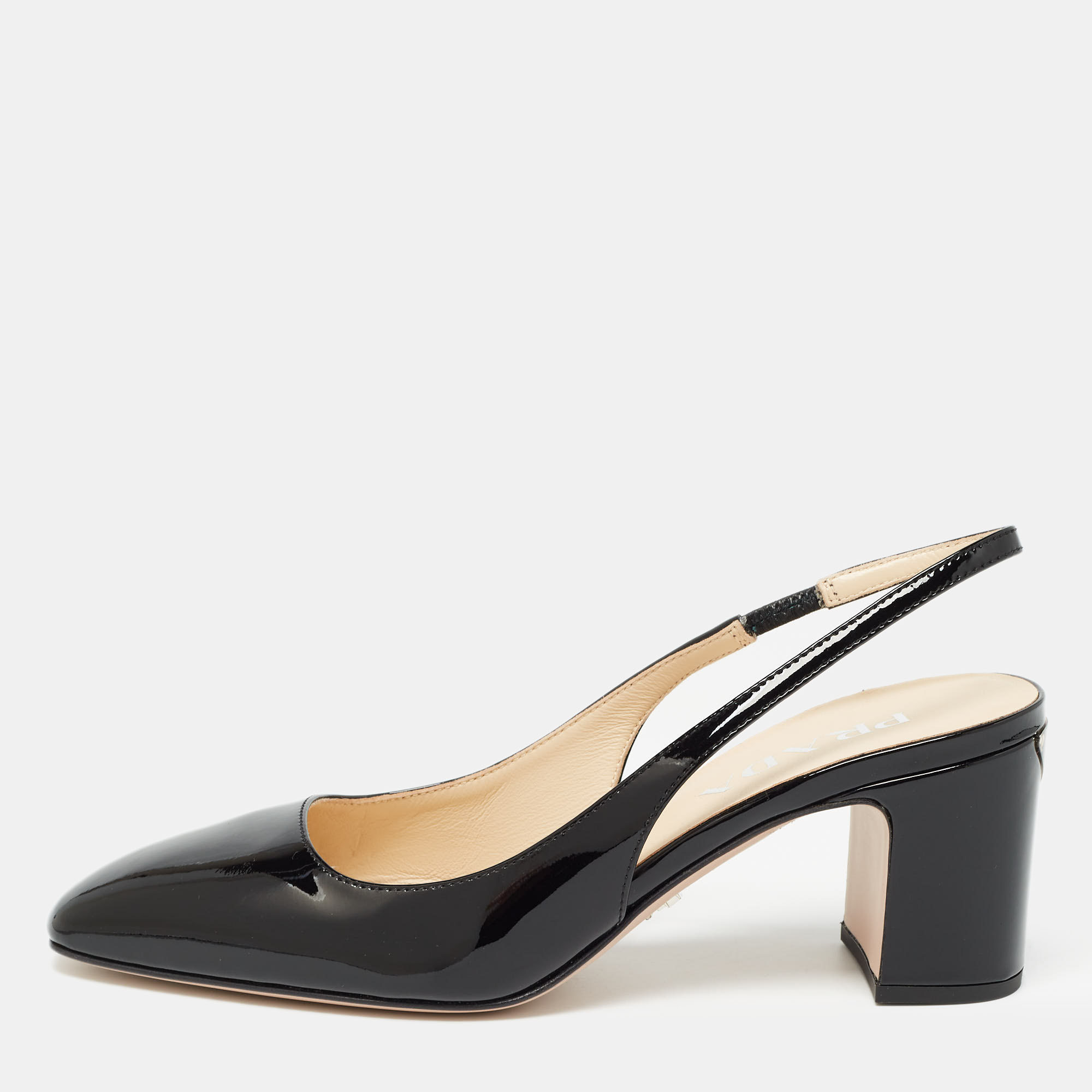 Prada Black Patent Leather Slingback Pumps 36.5, Pumps - Luxury Closet catalog