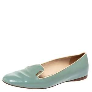 Prada Blue Patent Saffiano Leather Smoking Slippers Size 38.5, Loafers & Slip-Ons - Luxury Closet catalog