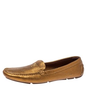 Prada Gold Leather Loafers Size 38.5, Loafers & Slip-Ons - Luxury Closet catalog