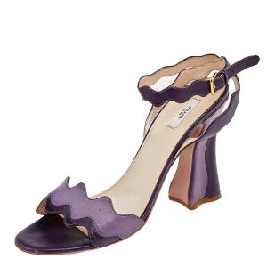 Prada Two Tone Purple Leather Wave Ankle Strap Sandals Size 36, Sandals - Luxury Closet