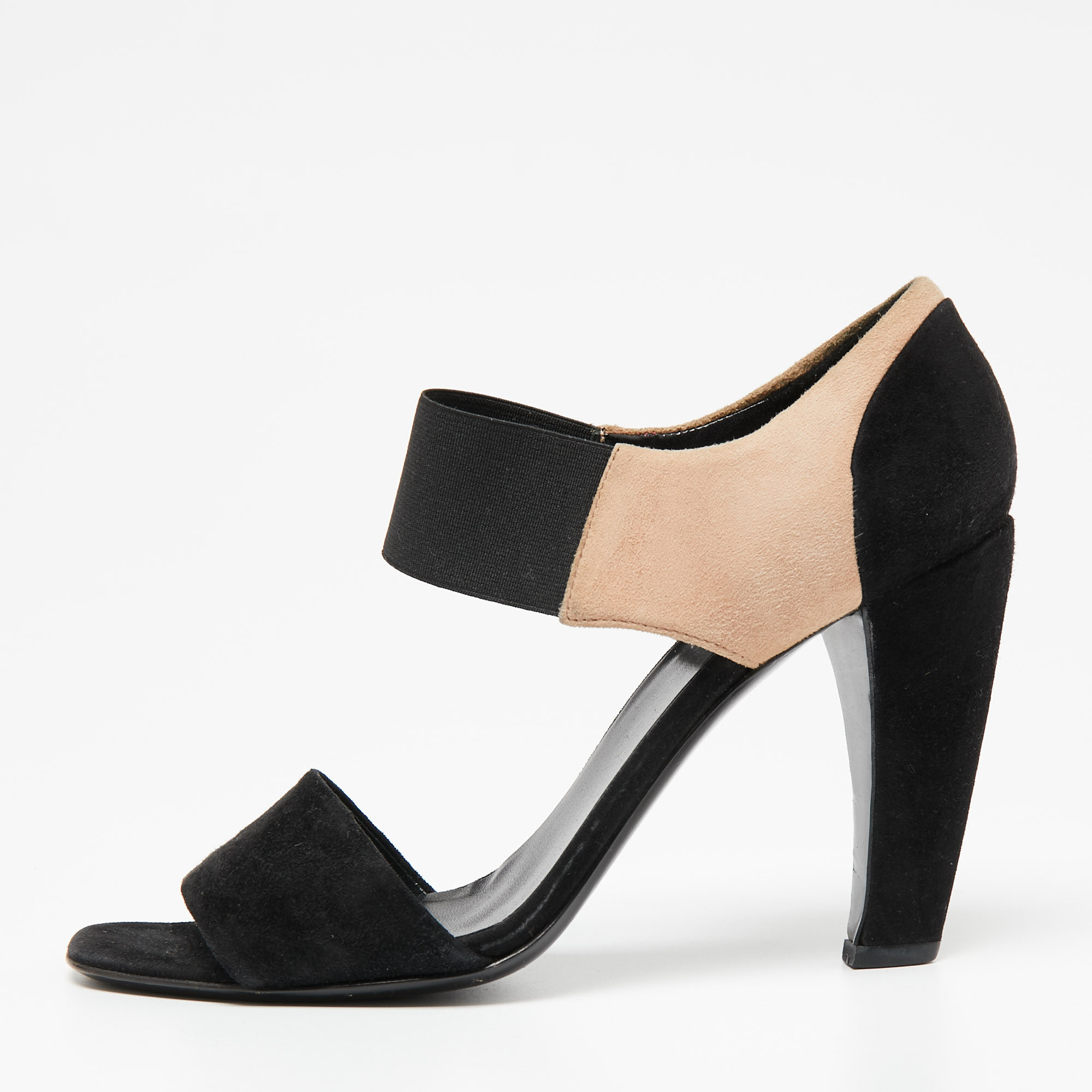 Prada Black/Beige Suede Ankle Strap Sandals Size 38, Sandals - Luxury Closet