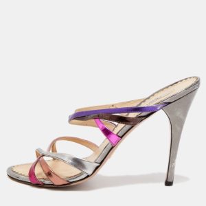 Prada Multicolor Leather Strappy Slide Sandals Size 40, Sandals - Luxury Closet