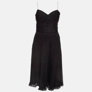Ralph Lauren Purple Label Black Silk Shoulder Strap Midi Meredith Dress S, Dresses - Luxury Closet catalog