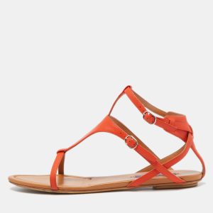 Ralph Lauren Orange Leather Flat Sandals Size 39, Sandals - Luxury Closet