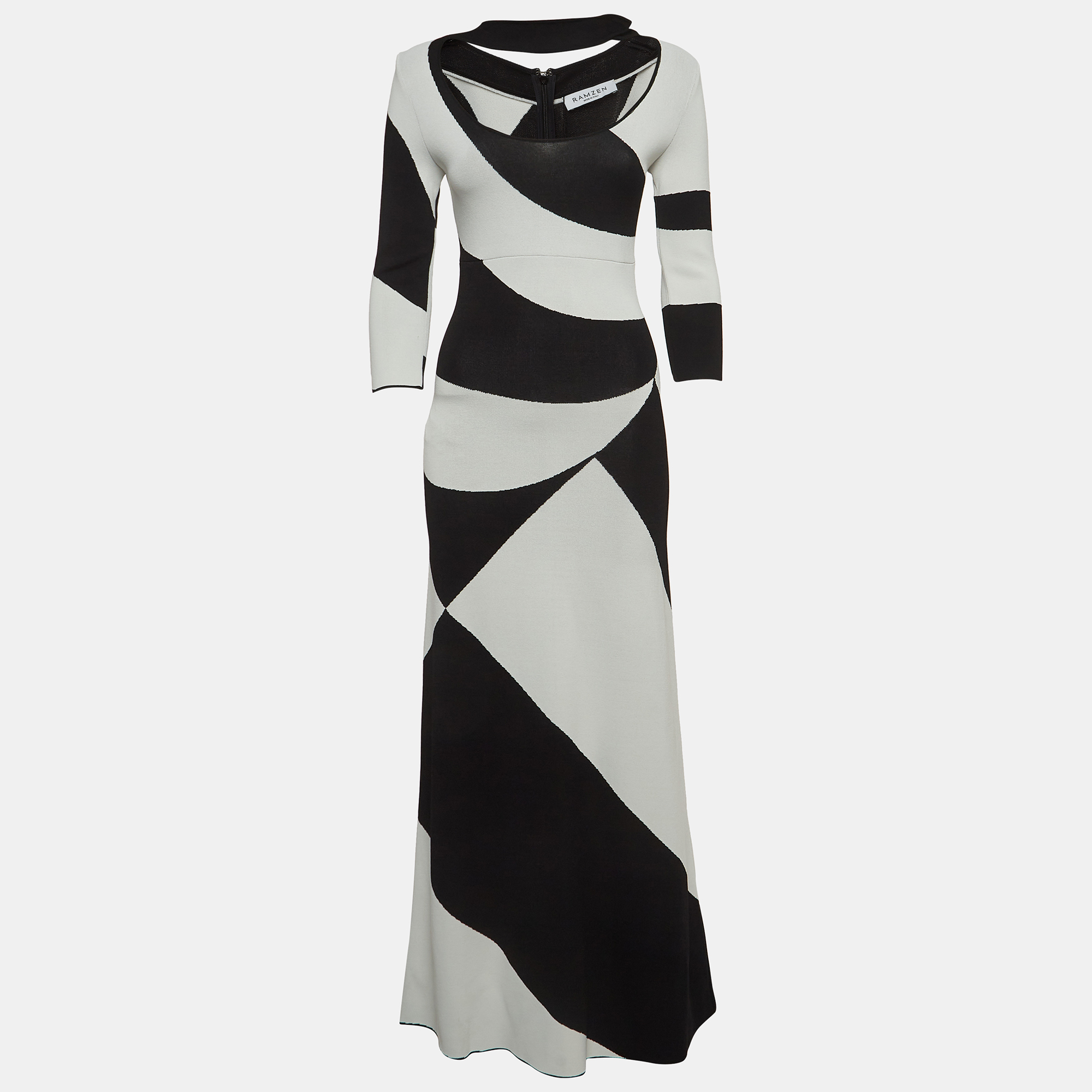 Ramzen Black/White Striped Knit Maxi Dress S, Dresses - Luxury Closet catalog
