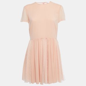 RED Valentino Pink Silk & Lace Short Sleeve Mini Dress L, Dresses - Luxury Closet catalog